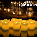 12/24Pcs Flickering LED Candles With/without Remote Electric Flameless Tealights For Valentine's Day Create Warm Ambiance Decor