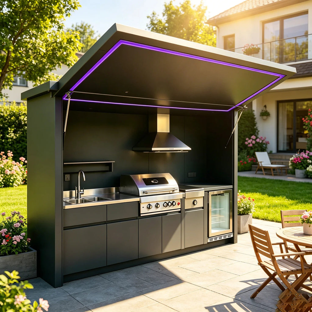All-Weather Outdoor Kitchen Unit Complete with Full Cooking Equipment, Heavy Duty Garden Outdoor Kitchen Cabinet for Daily Use