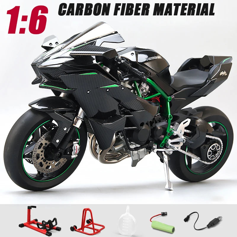 Spray 1:6 Kawasaki Racing Ninja 500 H2R Motorcycle Simulation Sound Light  Fast And Furious Collection Modle car boys Gift