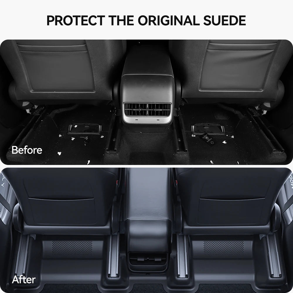 YZ For Tesla Model Y 2021-2025 TPE Under Seat Corner Guard Seat Slide Rails Protector Cover Anti-Kick Decor Flocking Accessories