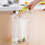 Stainless Steel Kitchen Trash Bag Holder Cabinet Door Mount Organizer Closet Storage Waste Bin Rack Garbage Can Tool