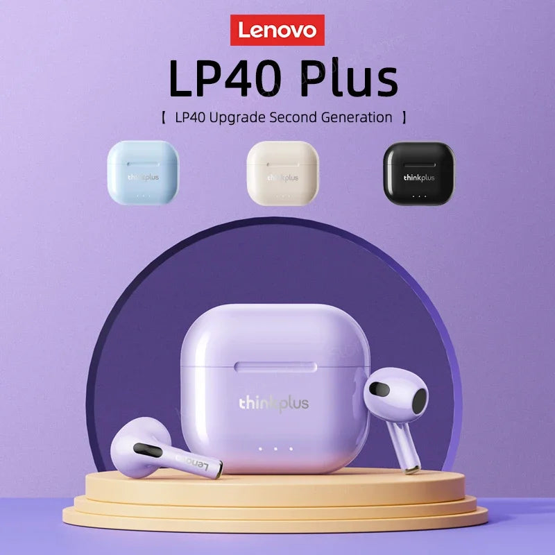 Choice Lenovo LP40 Plus Bluetooth Earphones Wireless Headset Stereo Gaming Sports Earbuds Noise Reduction Headphones With Mic