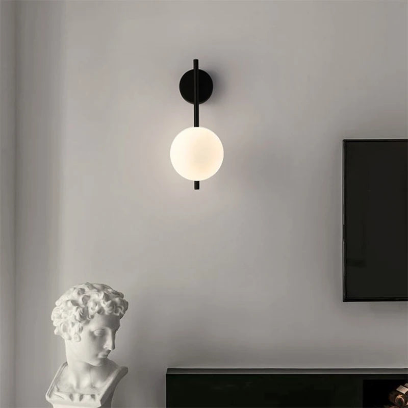 Interior LED Wall Lamps Wall Lighs with G9 Bulb Frosted Glass Ball Black Gold Bedroom LED Wall Sconce for Home Luminuaire Lamp