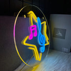Note Neon Sign, Music Art Wall Led Sign Night Light, Usb Power Supply, Five-Pointed Star Sign, Bar, Music Room Decoration.