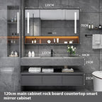 Light Luxury Panel Intelligent Bathroom Cabinet Meuble Rock Salle De Bain Wood Washbasin Double Basin Bathroom Cabinet Home