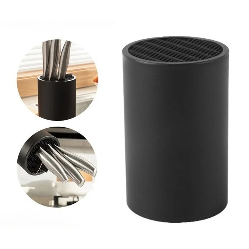 Kitchen Knife Stand Holder Balck Plastic Inserted Storage Chef Ceramic Knife Scissors Cooking Utensils Knives Tools Organizer