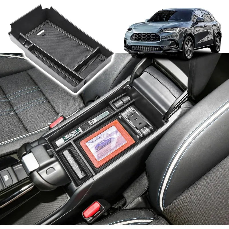 Center Console Organizer Tray Compatible with Honda HR-V 2023 2024 2025 HRV Accessories, ABS Console Organizer Armrest Storage B