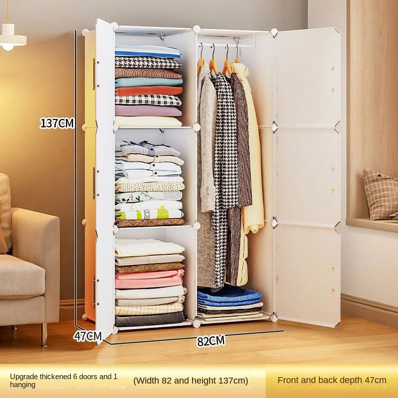 Folding Wardrobe Clothes Cabinets Simple Dressers Cube Storage Locke Closet Plastic Collapsible Sturdy Home Bedroom Furniture