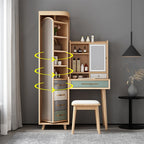 Solid wood dresser, full-length mirror integrated bedroom, simple modern full-body mirror, dresser, storage cabinet, makeup tabl