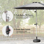 Patio Umbrella, Outdoor Table Umbrella with Push Button Tilt and Crank, UV Protection Waterproof Market Sun Umbrella