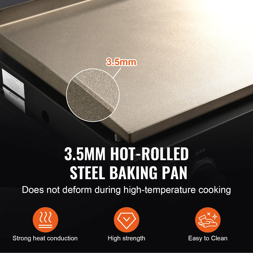 VEVOR 4 Burners 36inch Gas Powered Grill Propane Gas BBQ Grill with Side Shelves BBQ Grill Cooking Station for Camping Parties