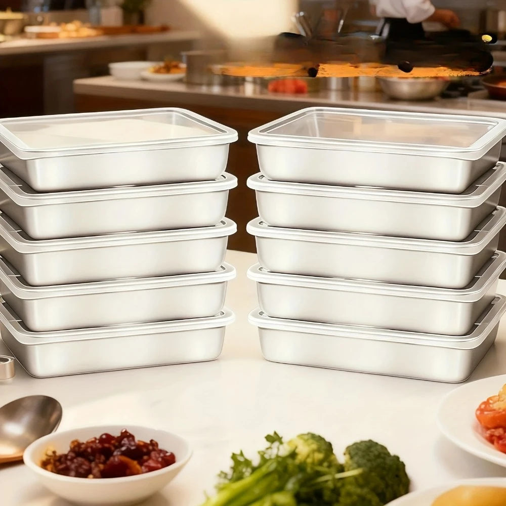 1/2/3/4/5/6Pcs Stainless Steel Food Containers, Kitchens Accessories, Holds Knifes, Stackable Kitchen Storage with Lids