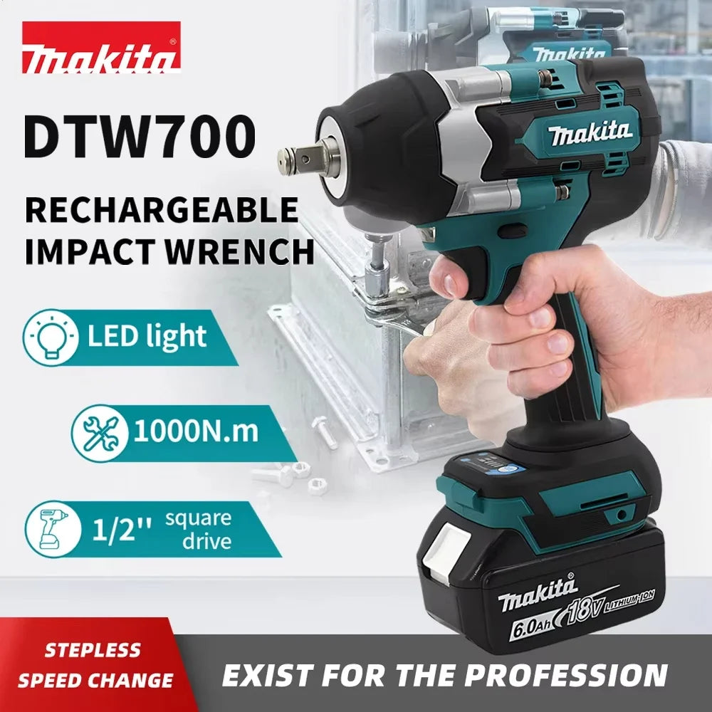 Makita Brushless DTW700 Electric Impact Wrench Cordless Electric Wrench 1/2 inch for Makita 18V Battery Screwdriver Power Tools