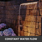 VEVOR Waterfall Pool Fountain Stainless Steel W/ Pipe Connector Spillway Garden Outdoor Pond Rectangular Swimming Pool Fountain