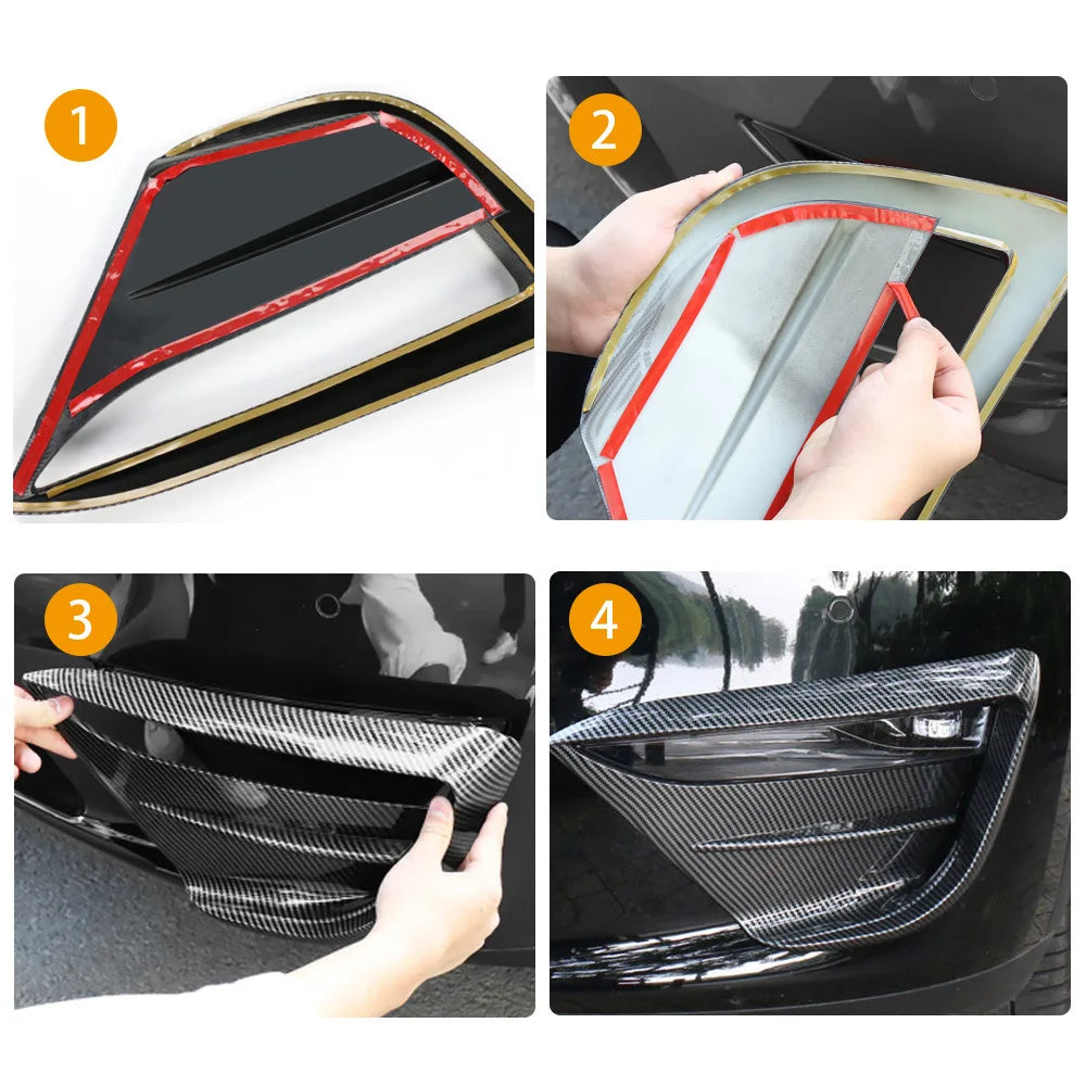 For Tesla Model Y Fog Lamp Spoiler Blade Trim Protective Cover Wolf Tooth Wind Blades ABS Car Decoration Stickers Accessories