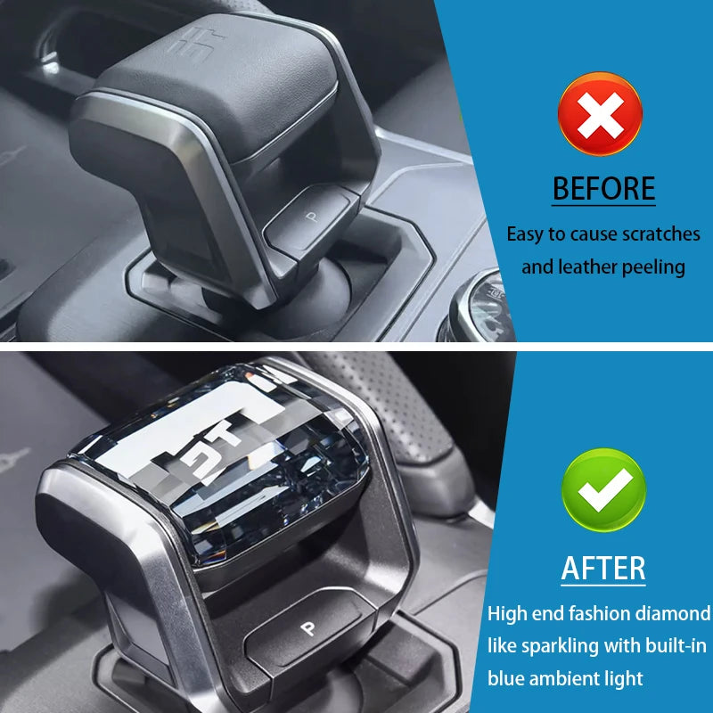 Original factory Crystal Gear Holder For Chery Jetour Traveller T2 2023 2024 Car Crystal Handle Gear Shift Knob With Blue light