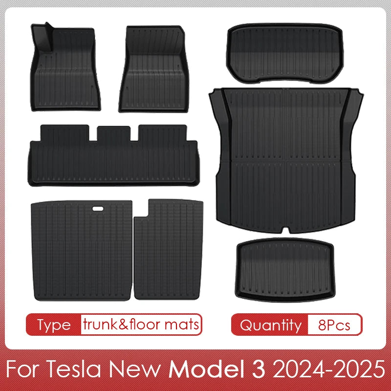 Floor Mats Cargo Liner For Tesla Model 3 2025 Highland Waterproof Anti-slip Trunk Mat TPE Pads Model 3 2024 Highland Accessories