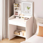Small Vanity Desk Set with Square Mirror and Light- Vanity Desk with Drawer