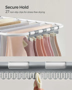 SONGMICS Clothes Drying Rack, with Sock Clips, Metal Laundry Rack, Foldable, Space-Saving, Free-Standing Airer