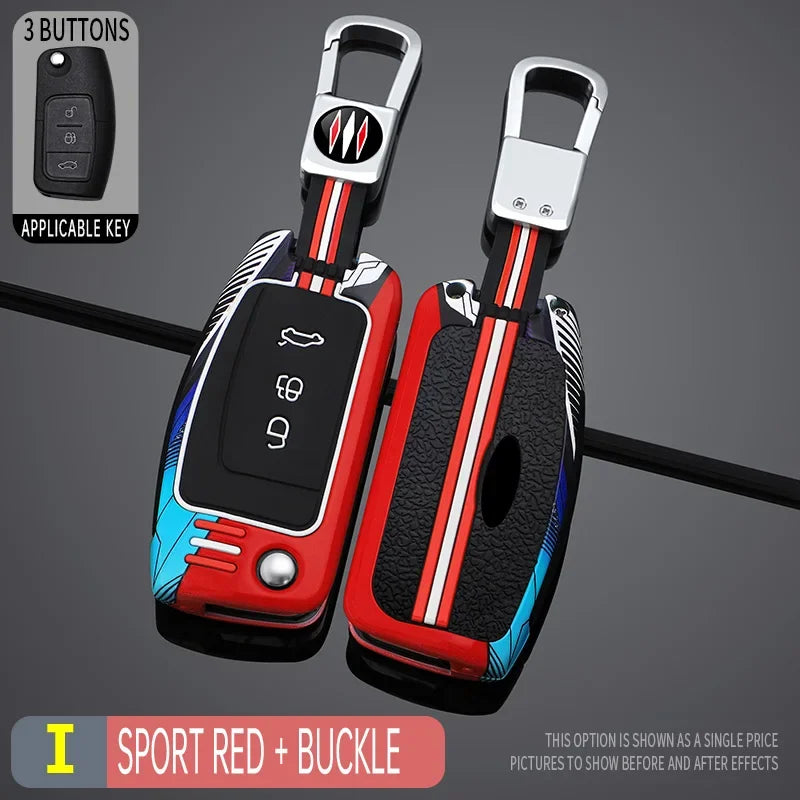 Racing Style Metal Car Key Case Fob Cover for Ford Fiesta Focus Ecosport Kuga Escape Falcon C-Max Territory Mondeo Galaxy