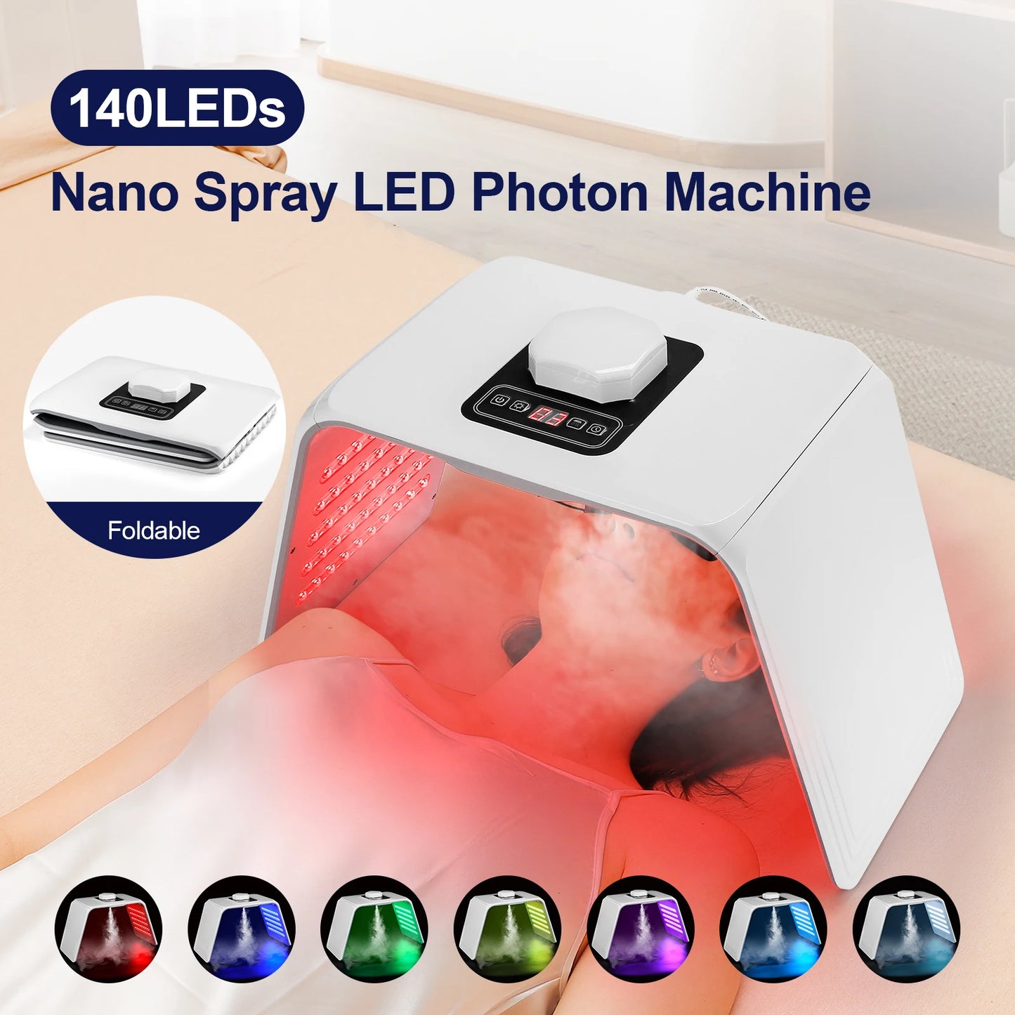 7-Color LED Photon Red Light Therapy & Nano Spray Facial Rejuvenation Device