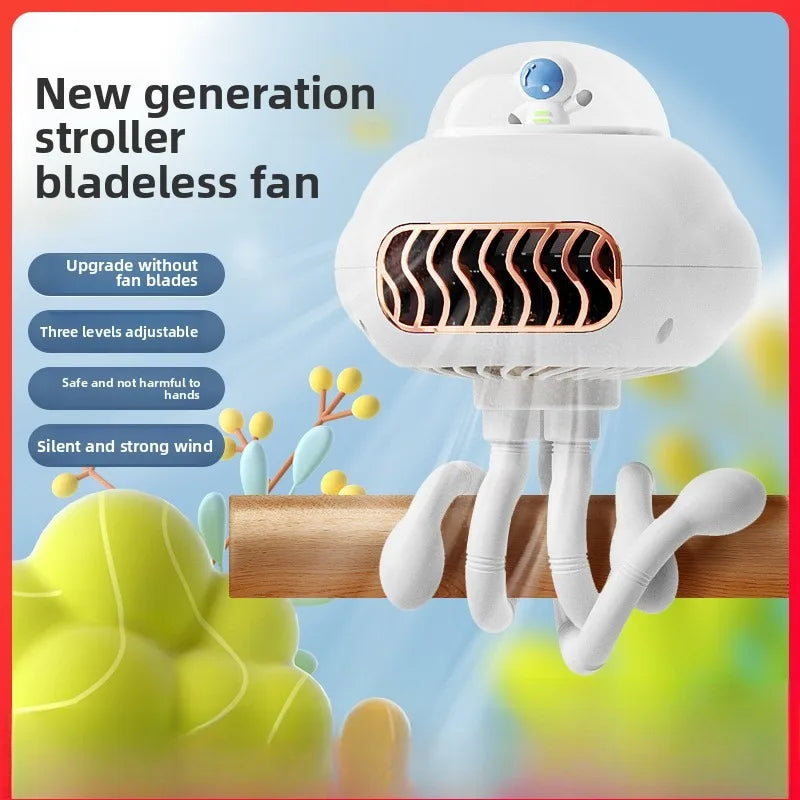Portable Leafless Fan Octopus Design USB Charging Small Table Fan for
