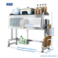 Multifunctional Stainless Steel Kitchen Sink Rack Double Dust-proof Table Top Dishes Storage Cabinet Household Drain Rack Tool