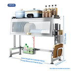 Multifunctional Stainless Steel Kitchen Sink Rack Double Dust-proof Table Top Dishes Storage Cabinet Household Drain Rack Tool