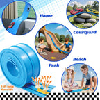 Double-track Race Children Toys DIY Track Racing Car Ramp Compatible 1/64th Cars Portable Rolls Up With suction cup track