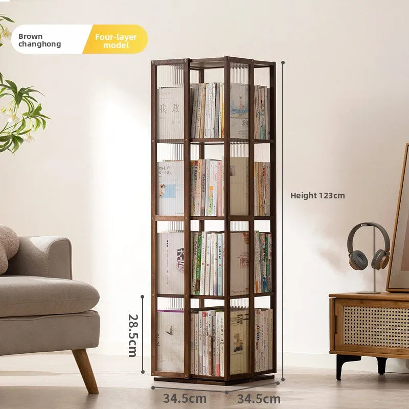 Rotating bookshelf 360 degree floor storage shelf Internet celebrity home simple student bookcase