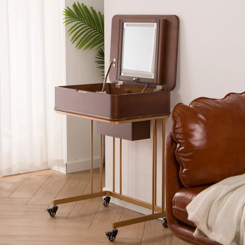 Portable Adult Vanity Table Nordic Woman Wheels Storage Unique Bedroom Dressers Makeup Desk Mirror Penteadeira Furniture Home