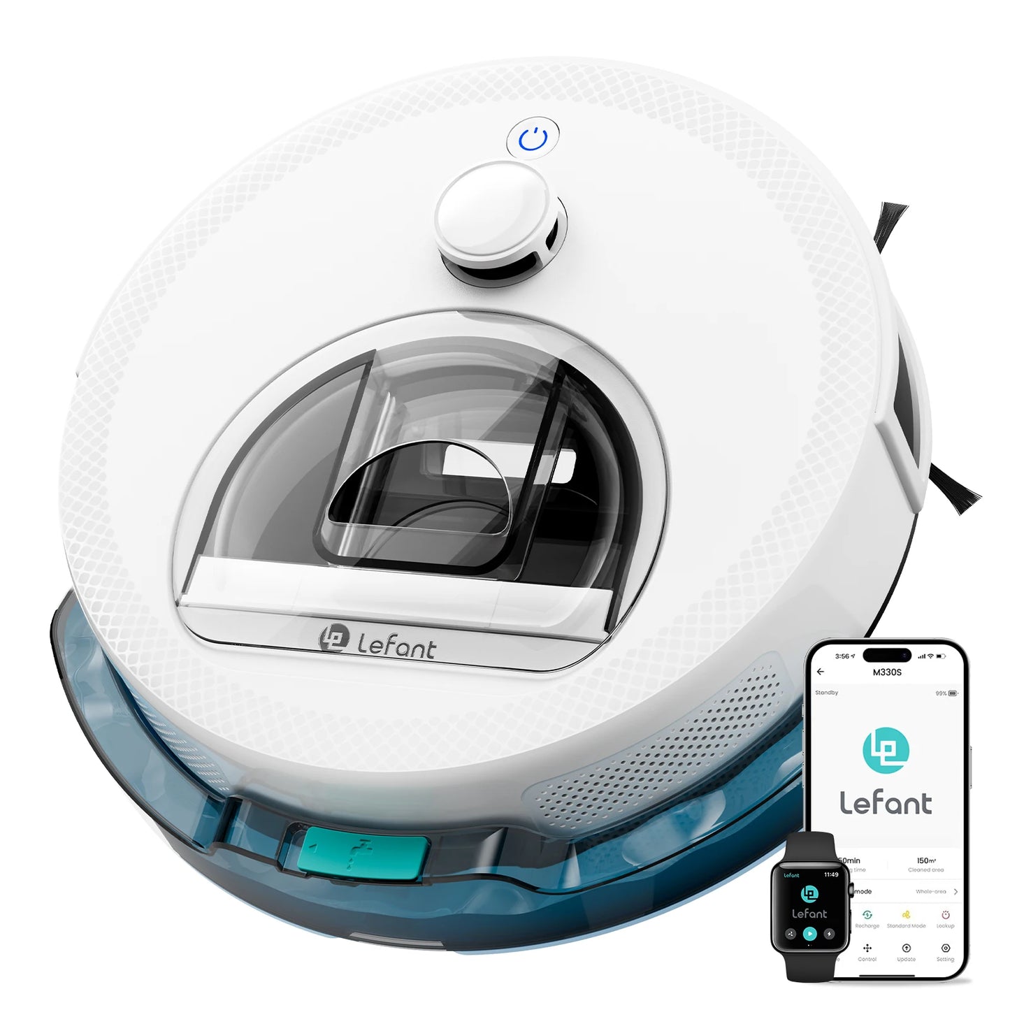 Lefant M330S Robot Vacuum Cleaner 3 in 1, 5000Pa Suction, DToF Navigation, Mapping, Virtual Zones, Obstacle Avoidance PSD, 150min, Connected by Alexa/APP/WiFi