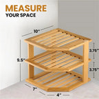 B84B-2 Set Bamboo Kitchen Organizer - Corner Rack For Plates, Dishes, Bowls - Enhances Cabinet & Counter Space