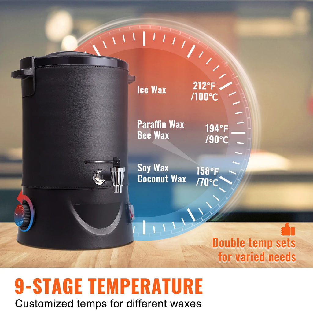 SucceBuy 6.5L 10L Wax Melter for Candle Making Large Electric Wax Melting Pot Easy Pour Spout 9-Level Temperature Control