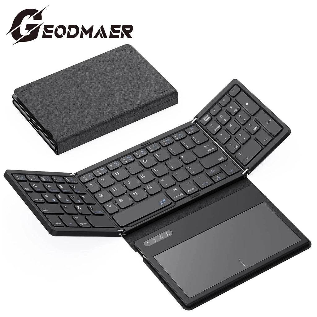 Mini Portable Folding Keyboard with Touchpad Foldable Bluetooth Keyboard Wireless Travel Keyboard for Windows/iOS/Android/PC