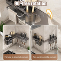 KYCOR-Wall-Mounted Multi-Functional Knife Holder - Folding Shelf For Kitchen, Includes Chopsticks Tube And Cutter Storage