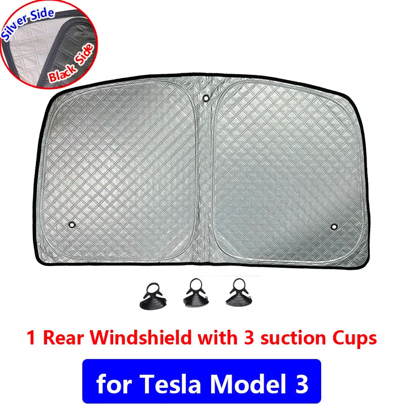 For Tesla Model 3 Highland 2024 Sunshade Accessories Silver Thick Sun Shade Tesla Model Y Juniper 2025 Window Windshield Shading