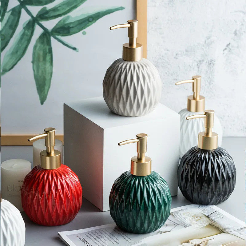 Ceramic Bathroom Reusable Soap Dispenser Lotion Bottles Liquid Pump Bottle Lotion Dispenser Soap Dispenser Bathroom Decoration