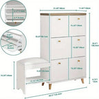 Shoe Cabinet with 3 Flip Drawers Adjustable Storage Organizer Freestanding Entryway Bench Indoor Hallway Bedroom Shoes Rack