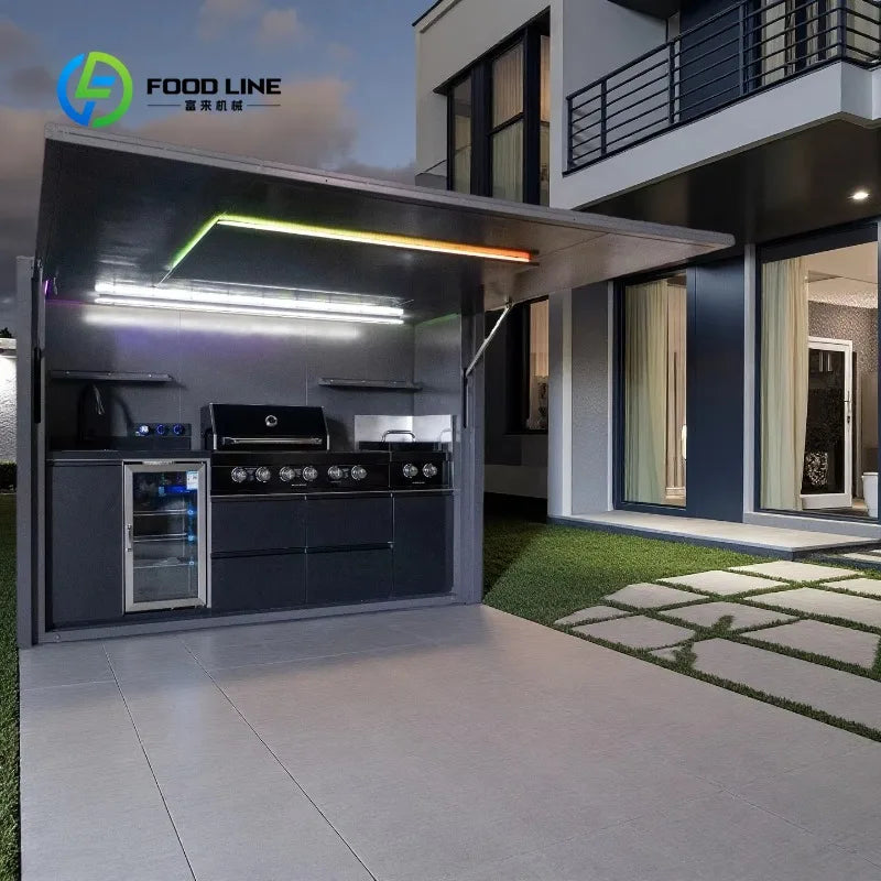 Customized Modern Modular  Outdoor Kitchen with Complete BBQ Setup Backyard Patio Garden Outdoor Kitchen Cabinets
