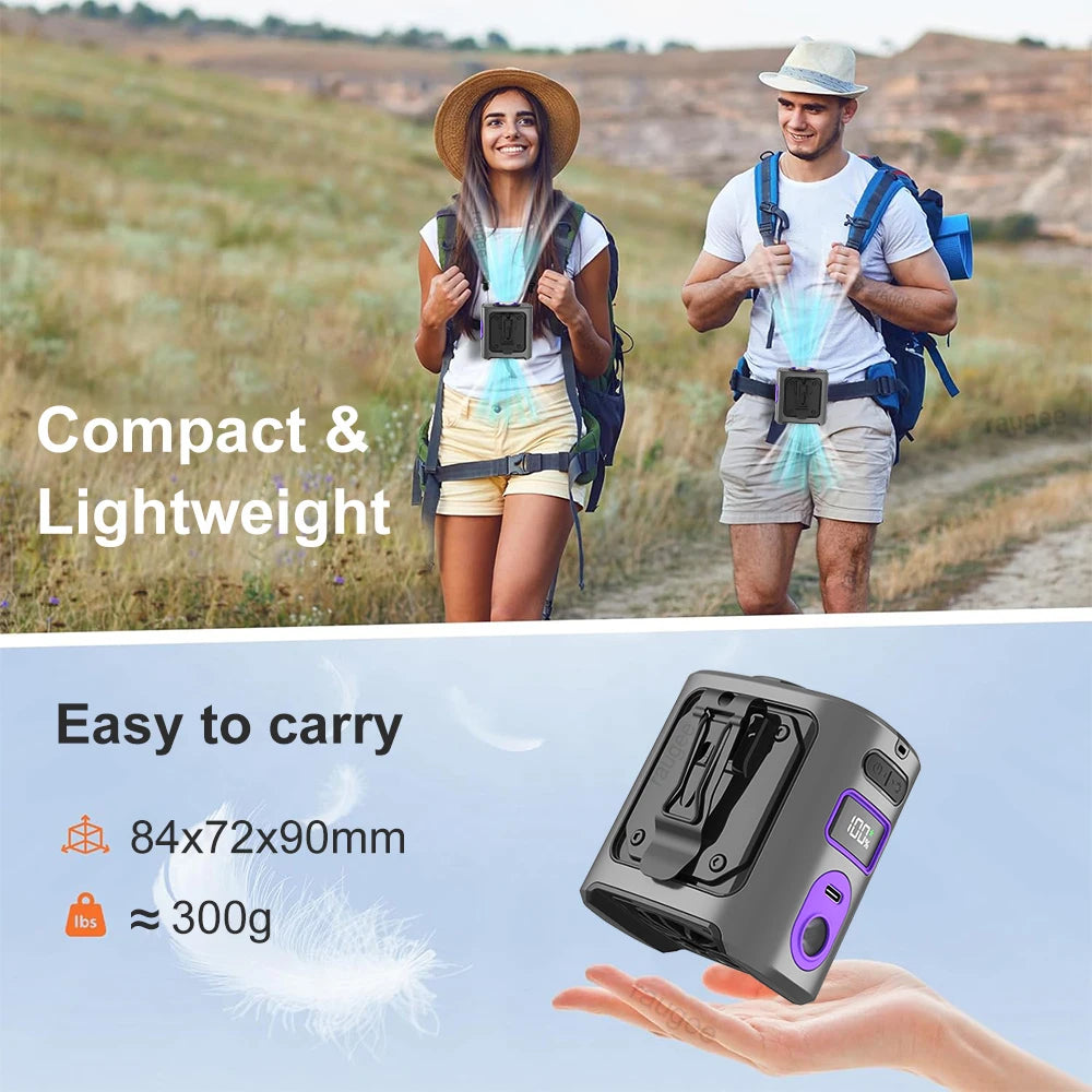 Portable Waist Clip Fan Outdoor Camping Strong Wind Ice Cooling Fan Re