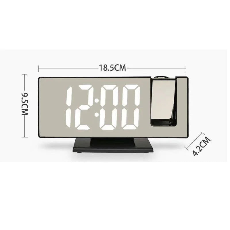LED Digital Alarm Clock Specular Surface Electronic Desk Clock With Projection Time Temperature Clock Bedroom Bedside Decoration
