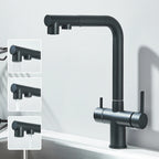 Filtered Kitchen Sink Faucet Pull Out Spray 360 Rotation Water Filter Tap Dual Sprayer Drinking Water Tap Vessel Sink Mixer