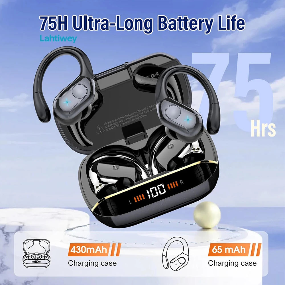 Wireless Earbuds Bluetooth Headphones, TWS Ear Buds with Deep Bass, 75H Playtime, Power Display, IPX7 Waterproof in Ear Earphone