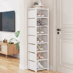 Household Metal Shoe Rack Multi-Layer Stackable Adjustable Simple Shoe Cabinet with Compartment Cloth for Wall Corner Entrance