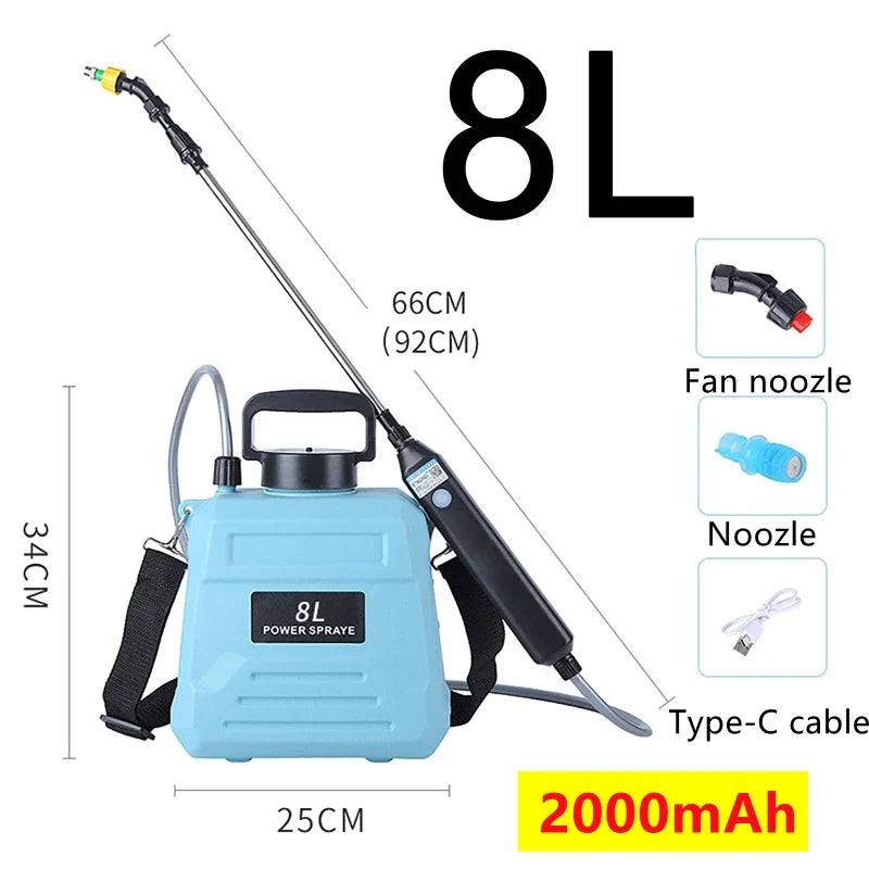 5L/8L Electric Sprayer Agricultural Disinfection Garden Spray Bottle Household Type-C Rechargeable Shoulder Electric Waterin Can