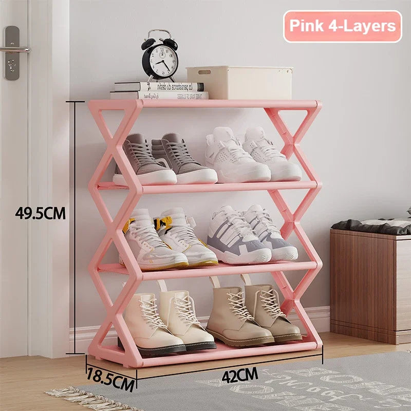 Home Shoe Shelf Organizer Sturdy 4 Tier Shoe Rack Foldable Dustproof Storage for Entryway Bedroom Closet Space Saving Organizer