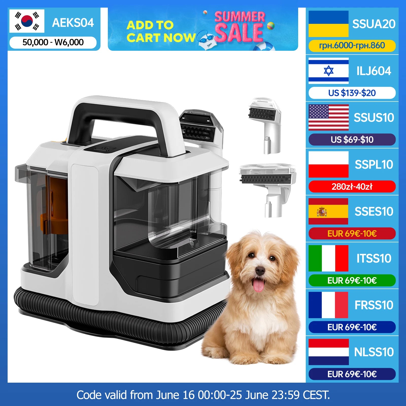 OMESER Handheld Carpet Cleaner 750W 15KPa Portable Spot Cleaner for Car Sofa Pet Hair Spray Suction Upholstery Clean Machine