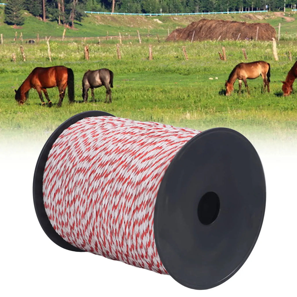 200/500M Roll Electric Fence Rope Polywire with Steel Poly Rope for Horse Animal Fencing Ultra Low Resistance Wire and Accessory