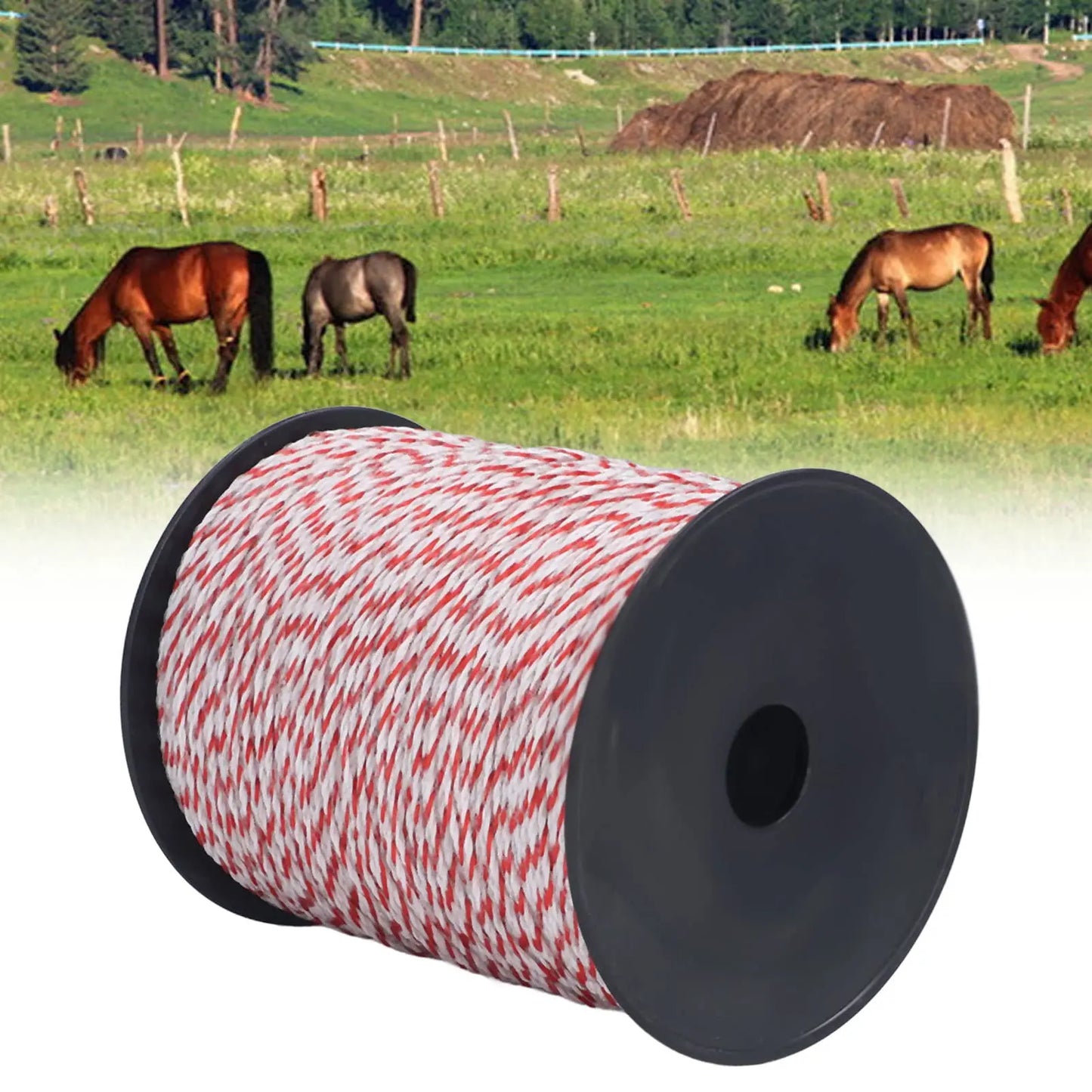 200/500M Roll Electric Fence Rope Polywire with Steel Poly Rope for Horse Animal Fencing Ultra Low Resistance Wire and Accessory